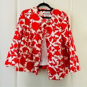 Linea by Louis Dell’Olio red floral blazer jacket vintage women’s XL coat